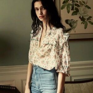 *RARE* DÔEN Tangelo Blouse in Fleur De Rosette With Rickrack Detail S
